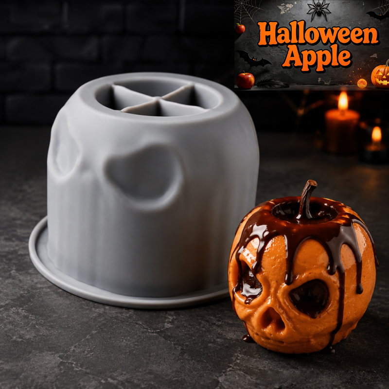 Soap Making Easy - Halloween-Totenkopf-Apfel-Silikonform, kreatives Design, lebensmittelechtes Silikon, antihaftbeschichtet