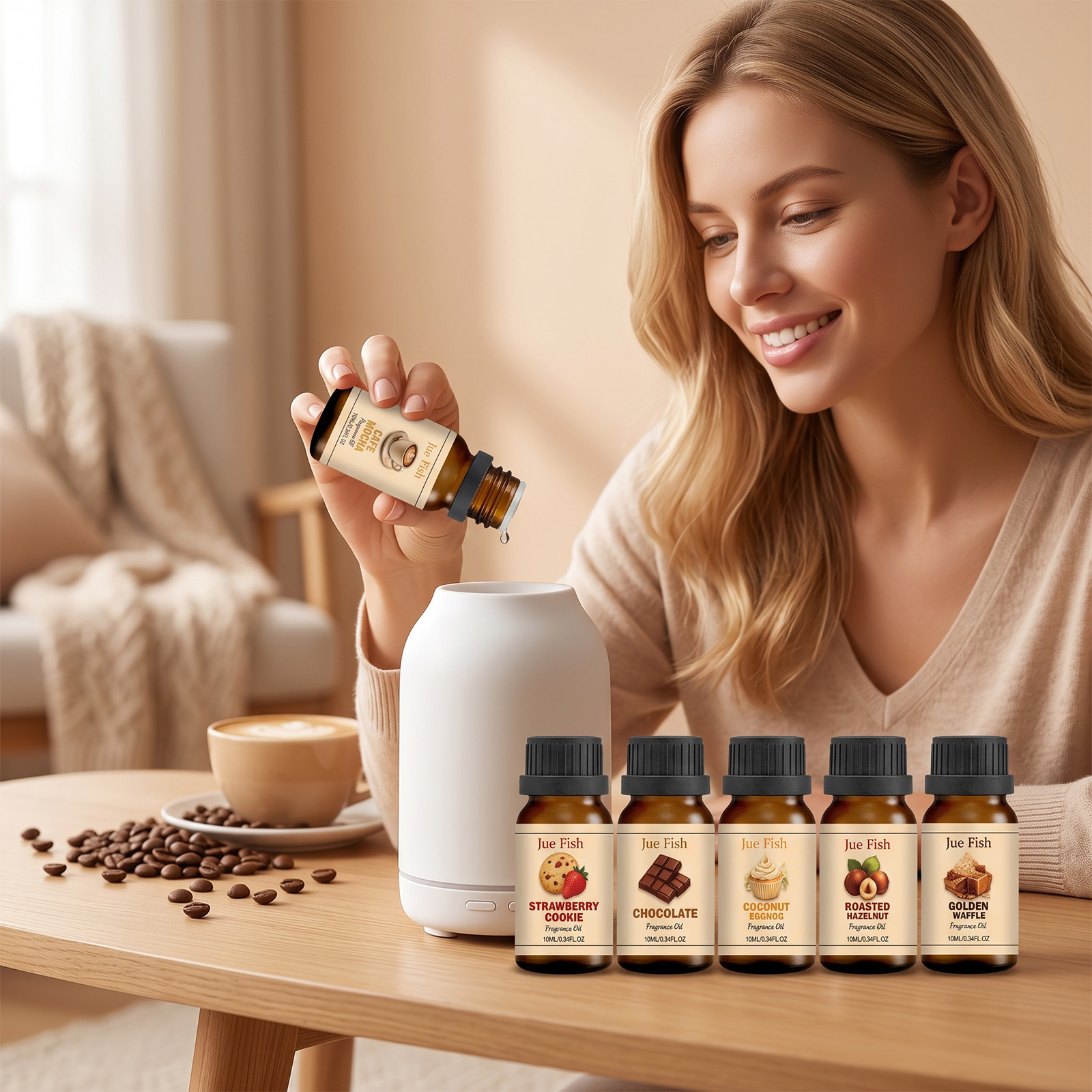 Soap Making Ingredient - 6-teiliges Duftöl-Set für Cafés, 10ml/Stück, Aromaöl-Geschenkbox